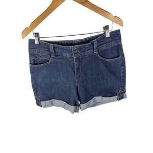 Nine West Women's Denim Shorts Size 10 Blue Rolled Hem Casual Jean‎ Shorts